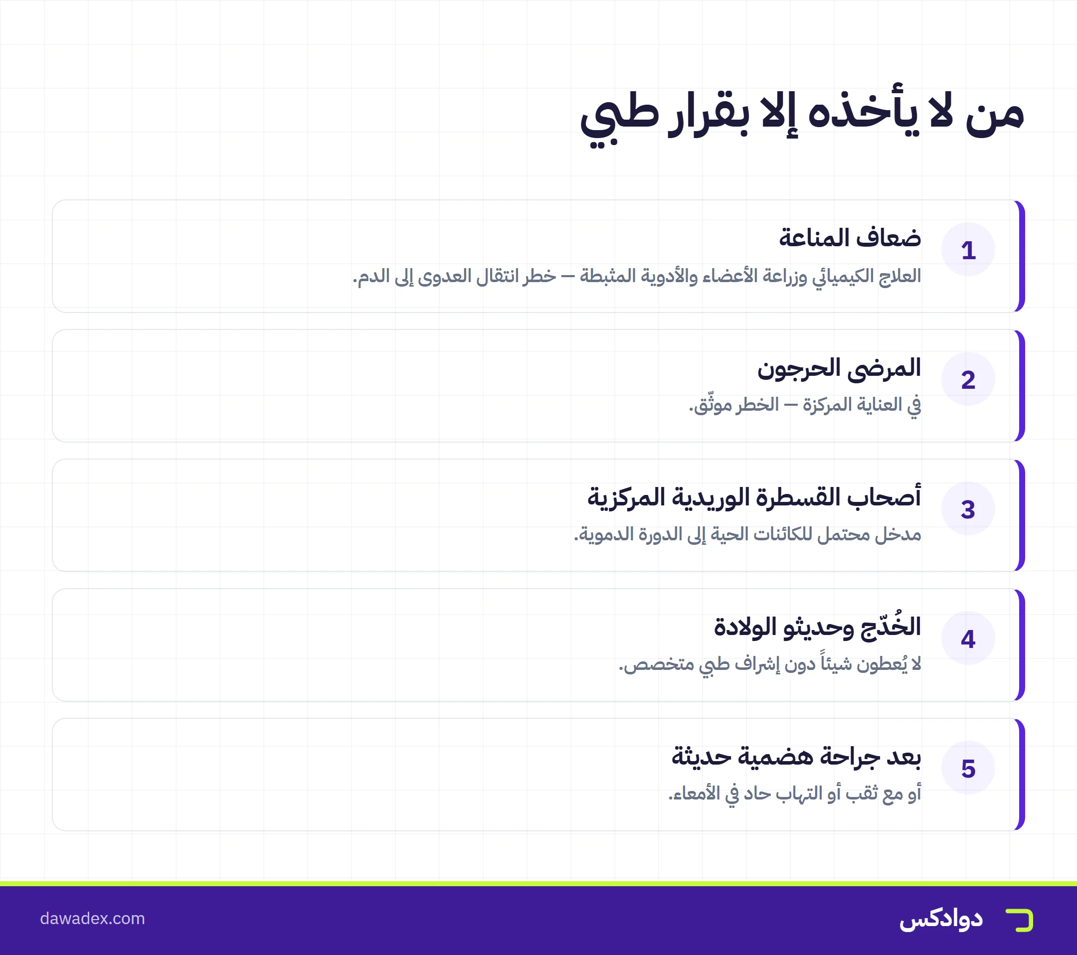 من لا يأخذ البروبيوتيك إلا بقرار طبي: ضعاف المناعة والمرضى الحرجون والخُدّج